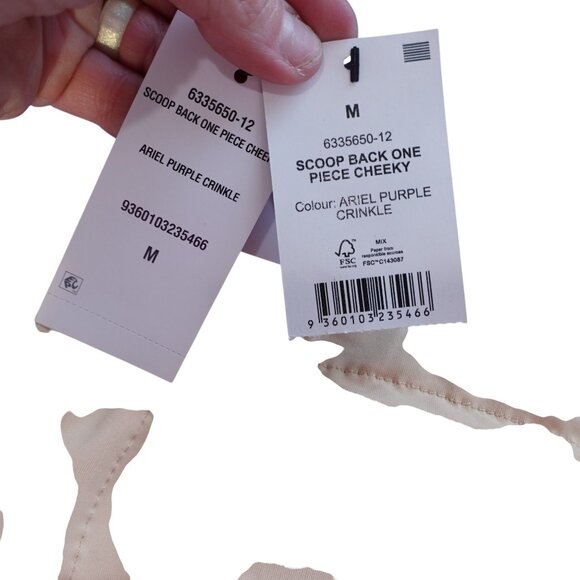 NWT Cotton On One-Piece Swimsuit Sz M Ariel Purple Crinkle Low Back Sleeveless - Picture 7 of 9